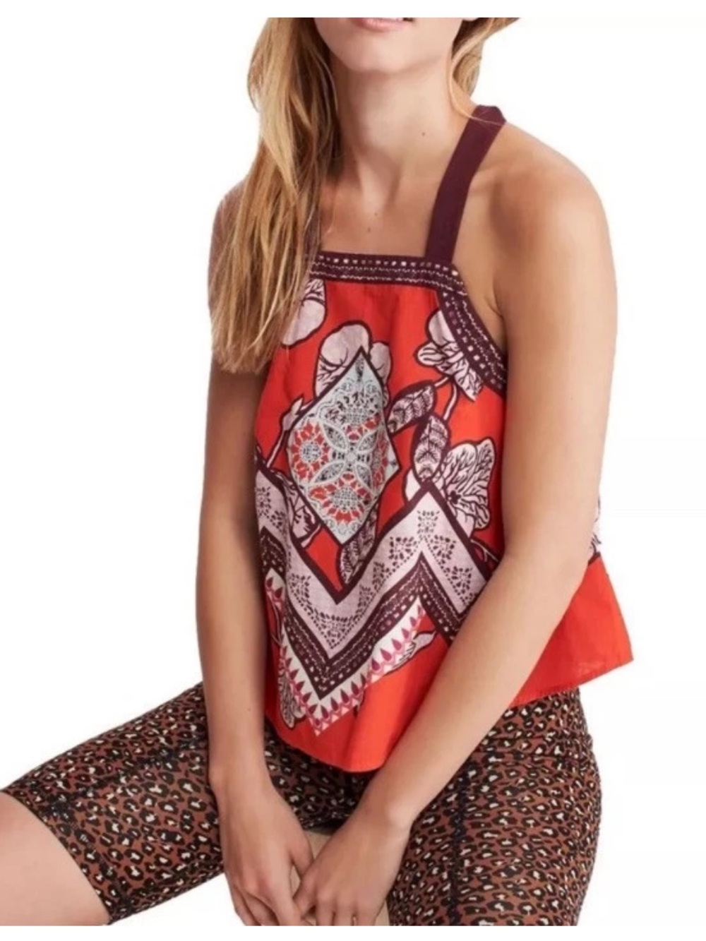 Free People Top S Halter Orange